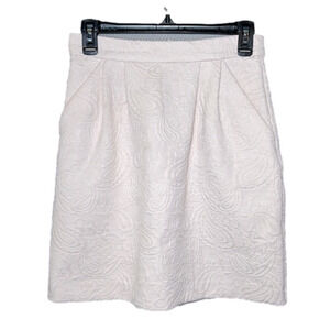 H&M Beautiful Light Pale Pink Embossed Paisley Pattern Skirt - Size 6, Like New